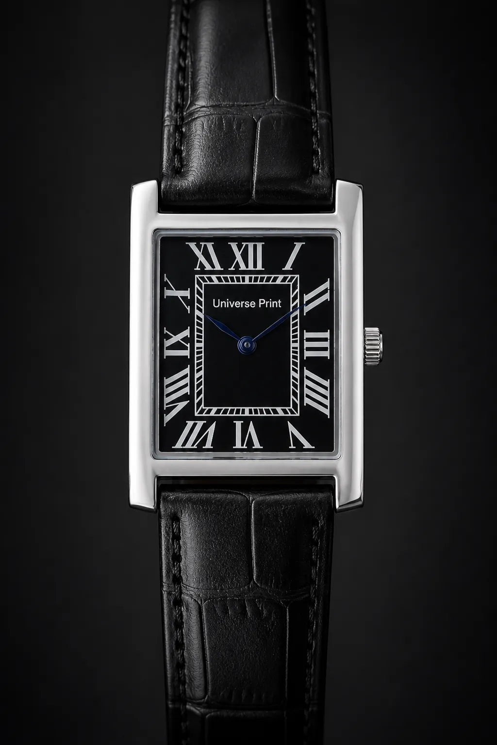 Branded Men's Rectangular Watch with Roman Numeral Dial