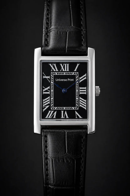 Branded Men's Rectangular Watch with Roman Numeral Dial