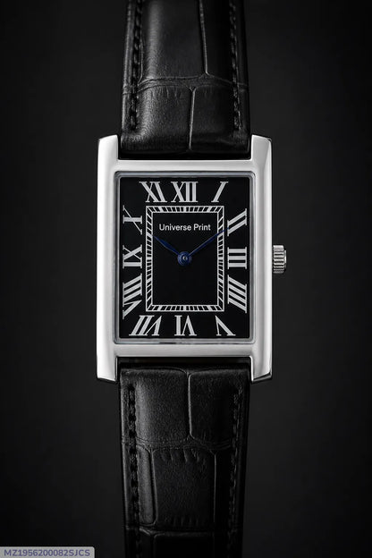 Branded Men's Rectangular Watch with Roman Numeral Dial